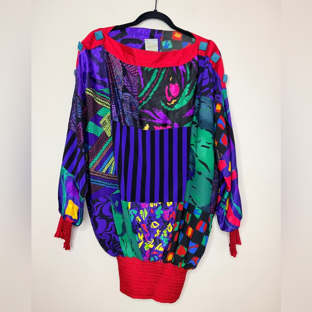 Vintage Maggie Shepherd Australia Unique Colorful Abstract Shirt Top M Medium